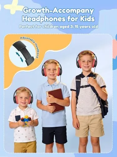 Child listening to an audiobook with the Acer headphones during a road trip