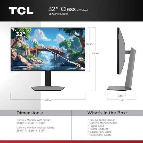 Close look at the TCL 32G64 32 Inch 1440P (QHD) QD Mini LED Gaming build quality