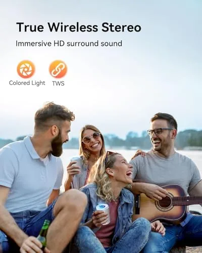 The LENRUE Small Portable Bluetooth Speaker with Lights, TWS Stereo Surround in real use