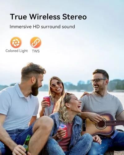 The LENRUE Small Portable Bluetooth Speaker with Lights, TWS Stereo Surround in real use