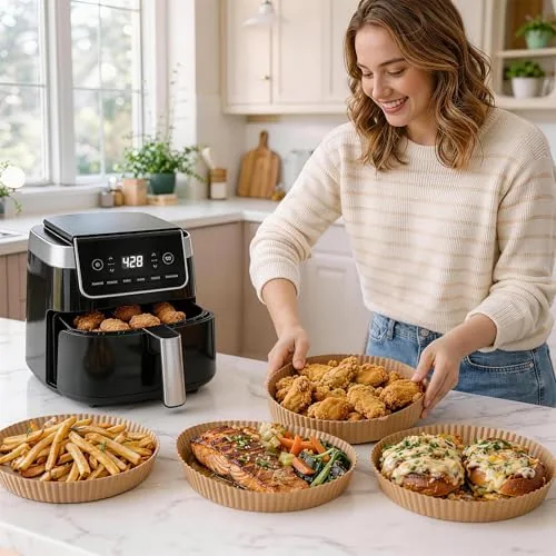 Close look at the PakTalk Air Fryer Liners Disposable, Round Non-Stick Oil Proof Parchment build quality