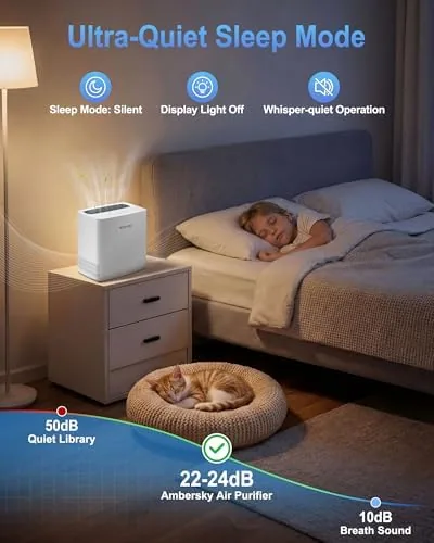 The Ambersky Air Purifier for Home, True HEPA Filter Cover Up in real use