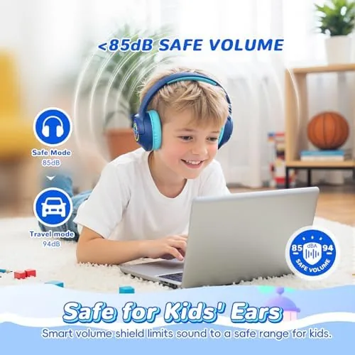 The Kids Bluetooth Headphones with 85H Playtime for Toddler Boy, Navy in real use