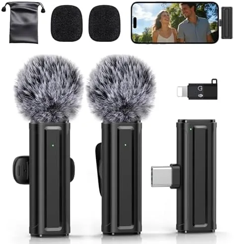Overview of the Wireless Mini Microphone for iPhone, iPad, Android, 2 Pack Lavalier