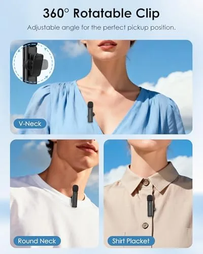 The Wireless Mini Microphone for iPhone, iPad, Android, 2 Pack Lavalier in real use