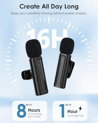 Another view of the Wireless Mini Microphone for iPhone, iPad, Android, 2 Pack Lavalier