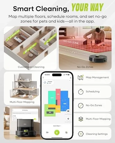The companion app map showing no go zones and room labels