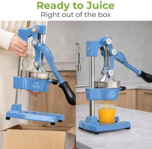 Fresh orange juice pouring from the spouted bowl into a pitcher