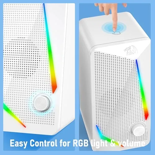 The Redragon GS510 RGB Wired Desktop Speakers, 2.0 Channel Stereo Sound in real use