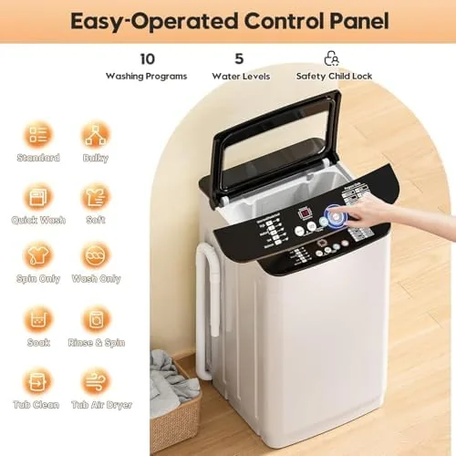 The washer and dryer stored neatly in a closet with casters