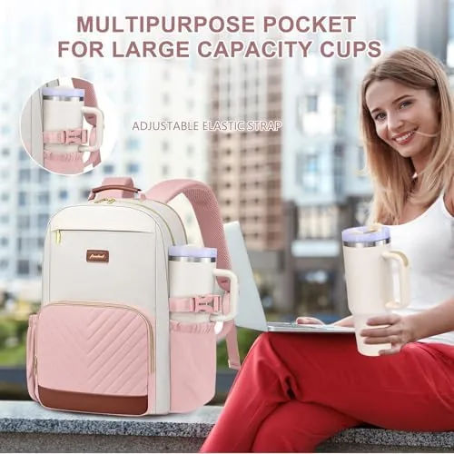 Close look at the Focdod Laptop Backpack for Women Bookbag: 17 inch Work Backpacks build quality