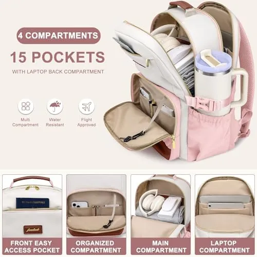 Detail shot of the Focdod Laptop Backpack for Women Bookbag: 17 inch Work Backpacks features