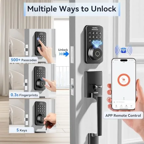 Close look at the Ulecoce U68H Fingerprint Door Locks for Front Door with Handle build quality