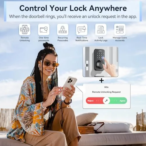 The Ulecoce U68H Fingerprint Door Locks for Front Door with Handle in real use
