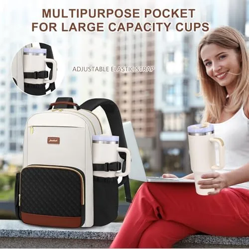 Close look at the Focdod Laptop Backpack for Women Bookbag: 15.6 inch Work Backpacks build quality