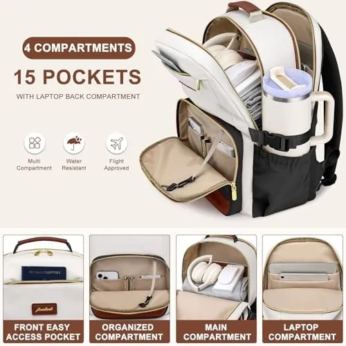 Detail shot of the Focdod Laptop Backpack for Women Bookbag: 15.6 inch Work Backpacks features