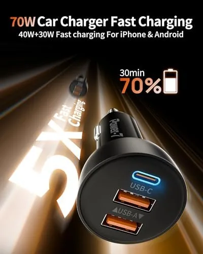 Close look at the USB C Car Charger, 2 Pack 70W Fast Charging Cigarette build quality