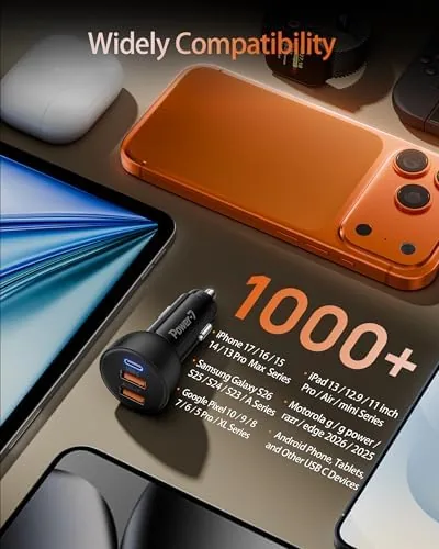 Another view of the USB C Car Charger, 2 Pack 70W Fast Charging Cigarette