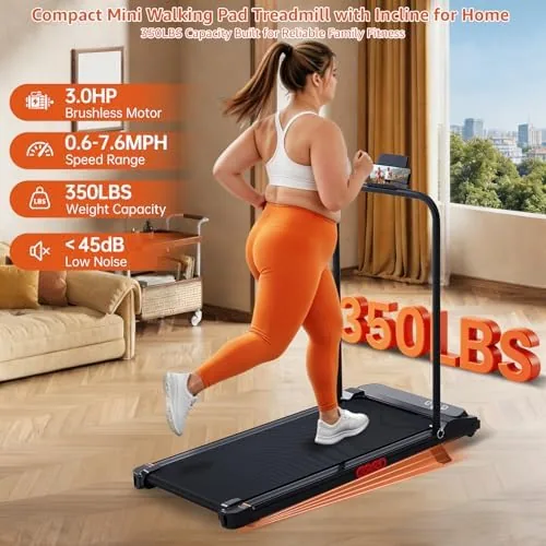 KASSADIN walking pad with incline raised next to a flat basic pad