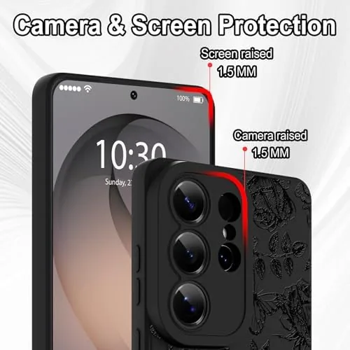 Close look at the OOK Compatible with Samsung Galaxy S26 Ultra Case, Black Butterfly build quality