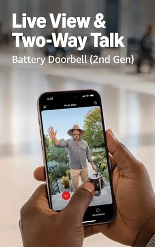 The Ring Battery Doorbell (newest model), Speckled Gray with Chime (newest model), White in real use