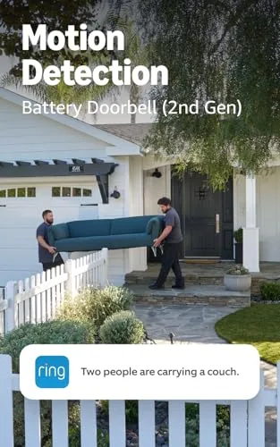 Another view of the Ring Battery Doorbell (newest model), Speckled Gray with Chime (newest model), White