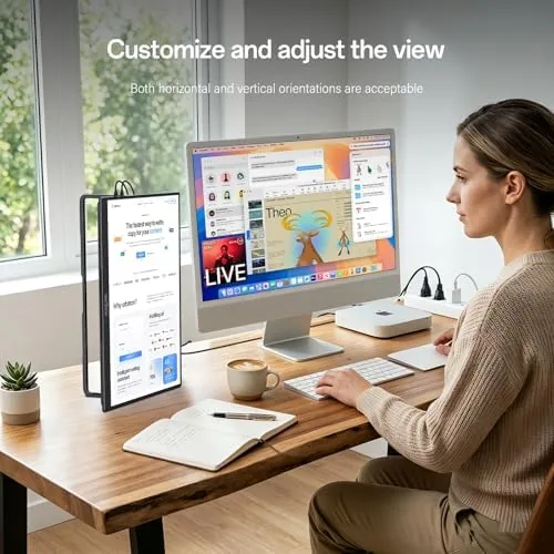The InnoView monitor beside a budget 60Hz panel and a 1440p professional panel