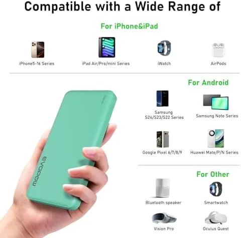 One power bank in a backpack pocket and the other on a nightstand charging