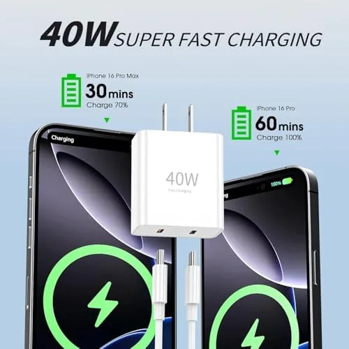 Close look at the 40W Dual-Port USB-C Fast Charger with Charging Cable (4 ft build quality