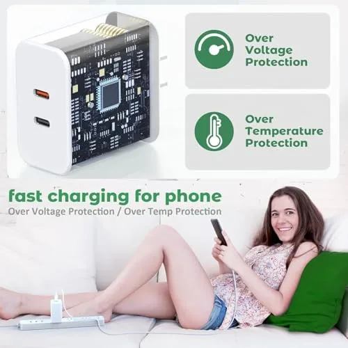 Another view of the 40W Dual-Port USB-C Fast Charger with Charging Cable (4 ft