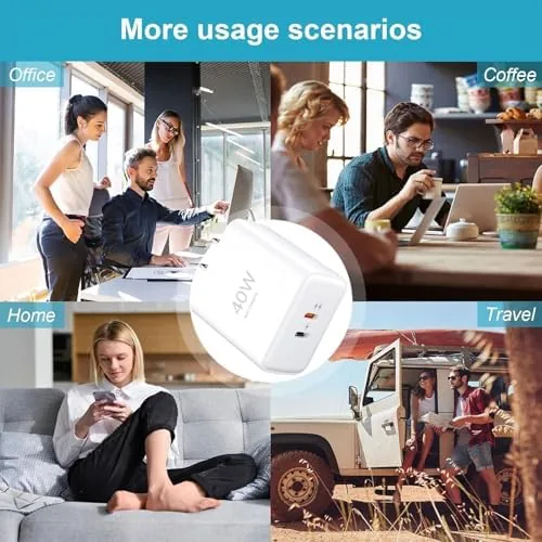 The 40W Dual-Port USB-C Fast Charger with Charging Cable (4 ft compared in context