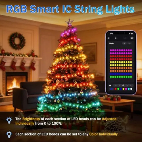 Close look at the RGB Smart IC String Lights Indoor, 16FT 50 LEDs Rechargeable build quality