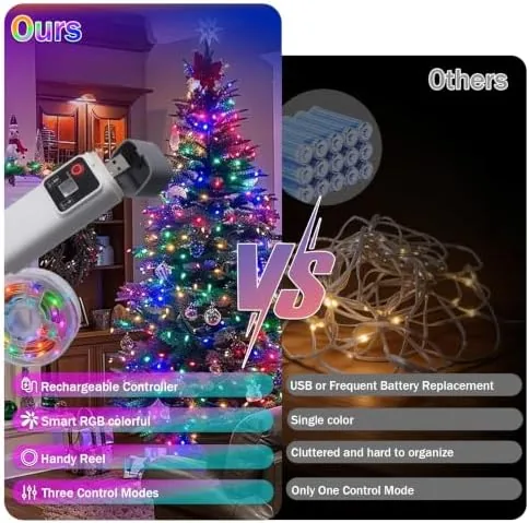 Another view of the RGB Smart IC String Lights Indoor, 16FT 50 LEDs Rechargeable