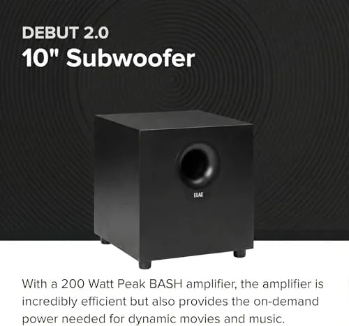 Close look at the ELAC Debut 2.0 DS102.2 200 Watt Powered Subwoofer (Matte Black) build quality
