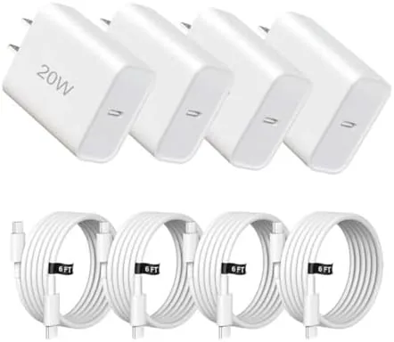 Overview of the Phone Charger Fast Charging,4 Pack 20W Portable Charger with 6FT