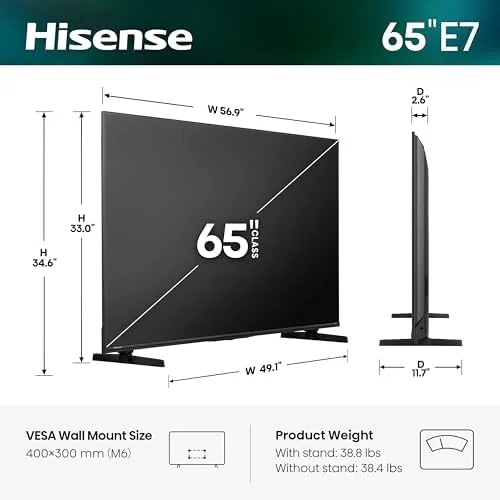 A dark movie scene on the Hisense E7 showing deep blacks and bright highlights