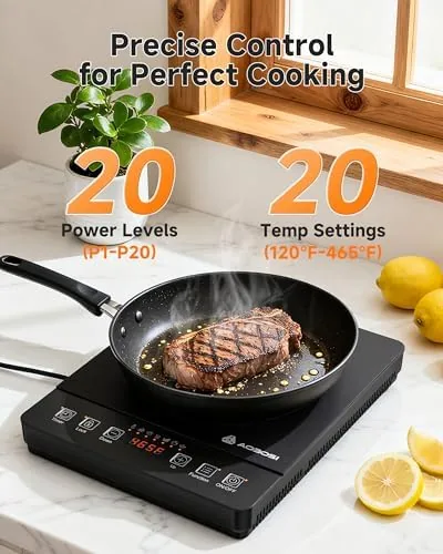 Close look at the AAOBOSI Portable Induction Cooktop, 1800W, 20 Temp & Power Levels build quality