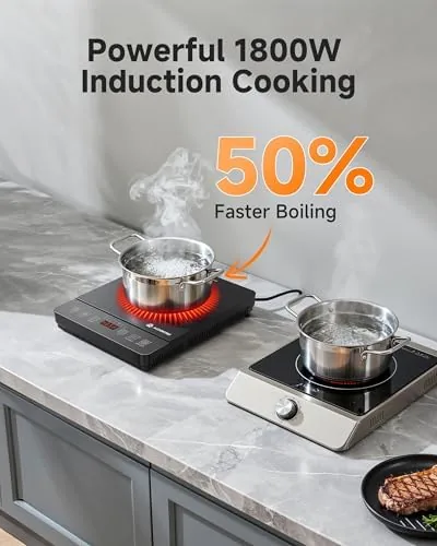 The AAOBOSI Portable Induction Cooktop, 1800W, 20 Temp & Power Levels in real use