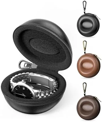 Overview of the ProCase Single Watch Travel Case with Carabiner Clip, EVA Hard