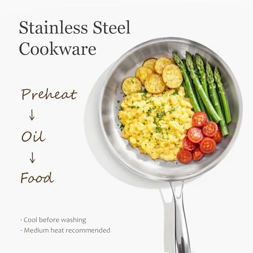 Steaks searing evenly in the CAROTE stainless steel frying pan