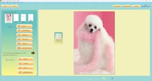 A card being personalized with a photo and custom text in the editing workspace