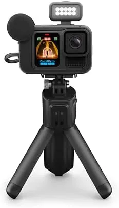 The GoPro HERO13 Black bundle next to a base camera without accessories