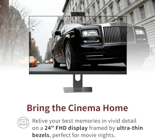The all-in-one running a video call with the privacy webcam in use