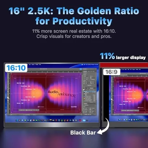 The VisionOwl Portable Monitor 16 Inch 2.5K QHD 144Hz 16:10 Second in real use