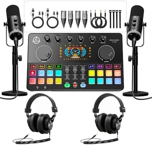 Overview of the Podcast Equipment Bundle for 2, Audio Interface with 2 Dynamic