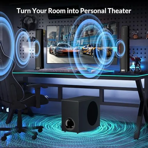 Close look at the Sound Bar with Subwoofer, 110W Sound Bar for Smart TV build quality