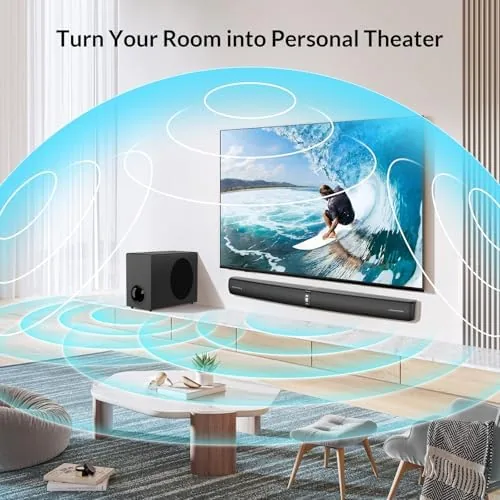 Another view of the Sound Bar with Subwoofer, 110W Sound Bar for Smart TV