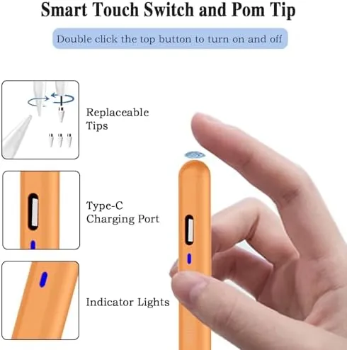 Another view of the Stylus Pen for Android Tablet/Phones, Tablet Pencil for iOS/Android,Orange |