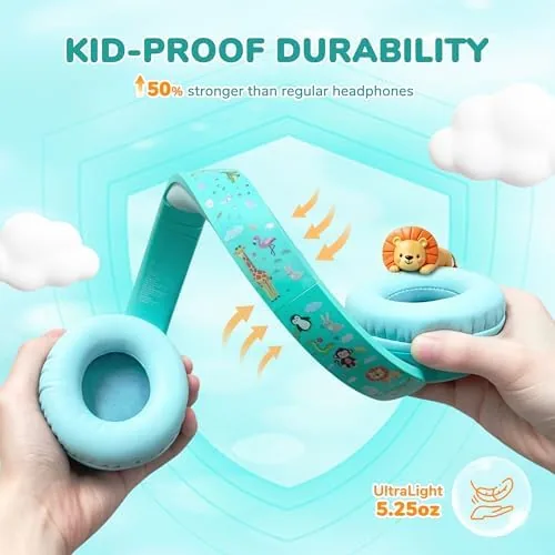 The iClever BTH22 Kids Bluetooth Headphones for Toddler Travel, 60H Play in real use