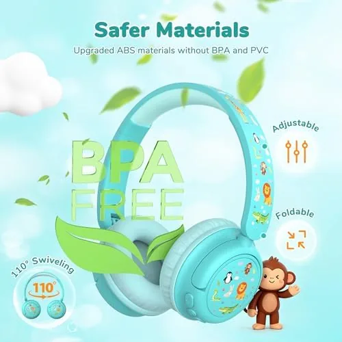 The iClever BTH22 Kids Bluetooth Headphones for Toddler Travel, 60H Play compared in context